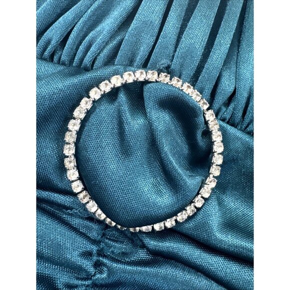 Speechless Strappy Bodycon Dress Womens Small Green Faux Diamond Mini Party NEW - Picture 3 of 10